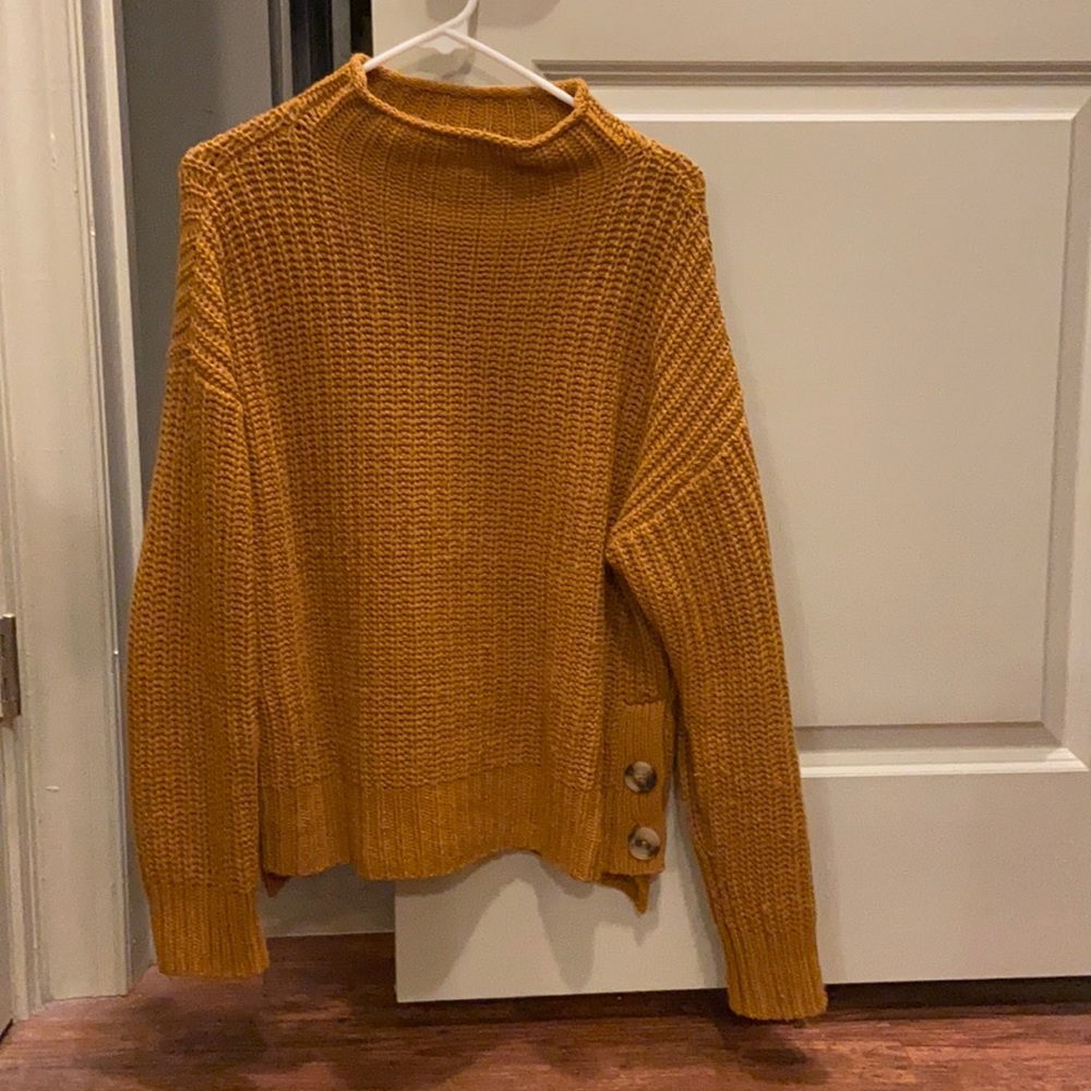 Madewell chunky sweater with buttoned slit option